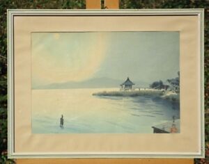 Tokuriki Tomikichiro Signed Woodblock Print Lake Biwa Bilder Bingold Label Ebay