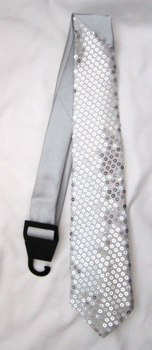 silver sequin necktie