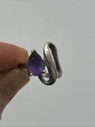 Vtg Sterling Silver 925 Pear cut  Amethyst Gemstone Twist Ring size 6