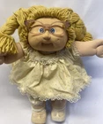 Vtg Coleco Cabbage Patch Kid Doll KT Factory Blonde Loop Hair Glasses Blue Eyes