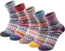6 Pairs Womens Soft Fuzzy Winter Warm Strip Slipper Ankle Socks Bed Floor 9-11