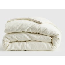 Quince European Linen Duvet Cover King/Cal King Ivory With Buttons NWOT