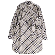 Burberry One Piece Shirt Dress Belted Plaid Cotton Top Womens 36 Used MOLO-0