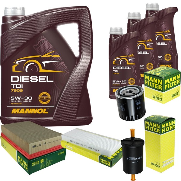 Mann Inspektionspaket 8L Mannol Diesel TDI 5W-30 FüR Nissan NP300 Navara-image