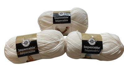 Loops & Threads Impeccable Yarn White 100% Acrylic 3 Skeins 268 Yds Each Crochet
