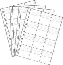 12 Pocket Coin Pages, 10 Sheets Plastic 2.44x2.44 inch Each pocket, Clear 