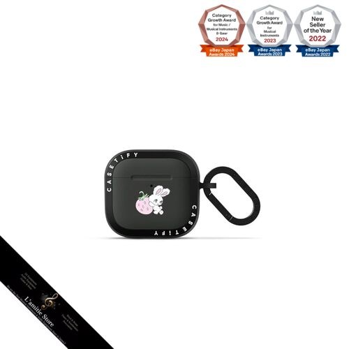 CASETiFY Bounce Case for AirPods 4 - Bunny with Strawberry Design in Charcoal Japan-image