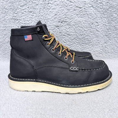 Danner Bull Run Moc Toe 6'' Mens Size 9.5 EE Wide Work Boots Black Leather