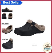 Fur Lined Clog Slippers Waterproof Memory Foam Winter Indoor Outdoor Non Slip