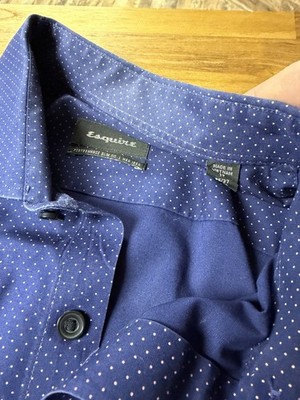 Esquire Men s Dress Shirt - 17 Neck -36/37 Sleeve. Blue Dot Button Up