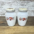 Vintage Floral Milk Glass Salt And Pepper Shakers