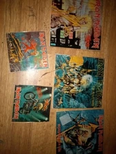 IRON MAIDEN LOT OF 5 Rare 1980s Painted Glass Carnival Prize Mirrors