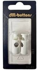 Cord Stopper Lock White 7/8" 2-Pack Cylinder 23MM Vintage Dill 203 Ridged Ends