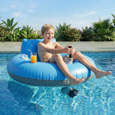 Motorized Pool Float with Canopy, Rechargeable Dual Motor Electric Lounge Raft f