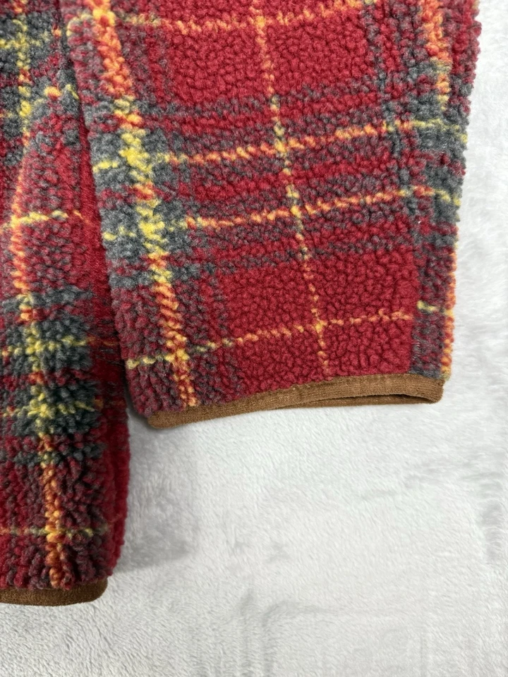 Chaqueta Orvis para mujer XL roja a cuadros polar pila profunda botón de palanca exterior Foto 3 de 4