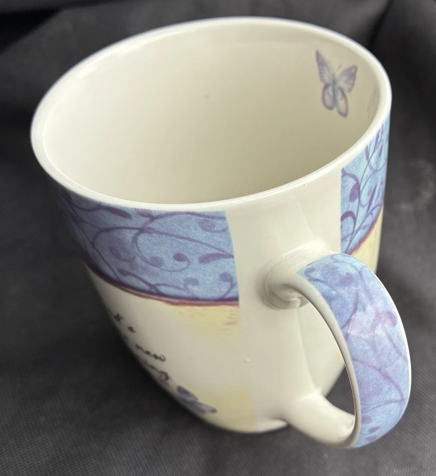 NEW Christian Art Gifts Bible Verse Mug Butterfly Scripture Mug White and Blue - Image 2 of 4
