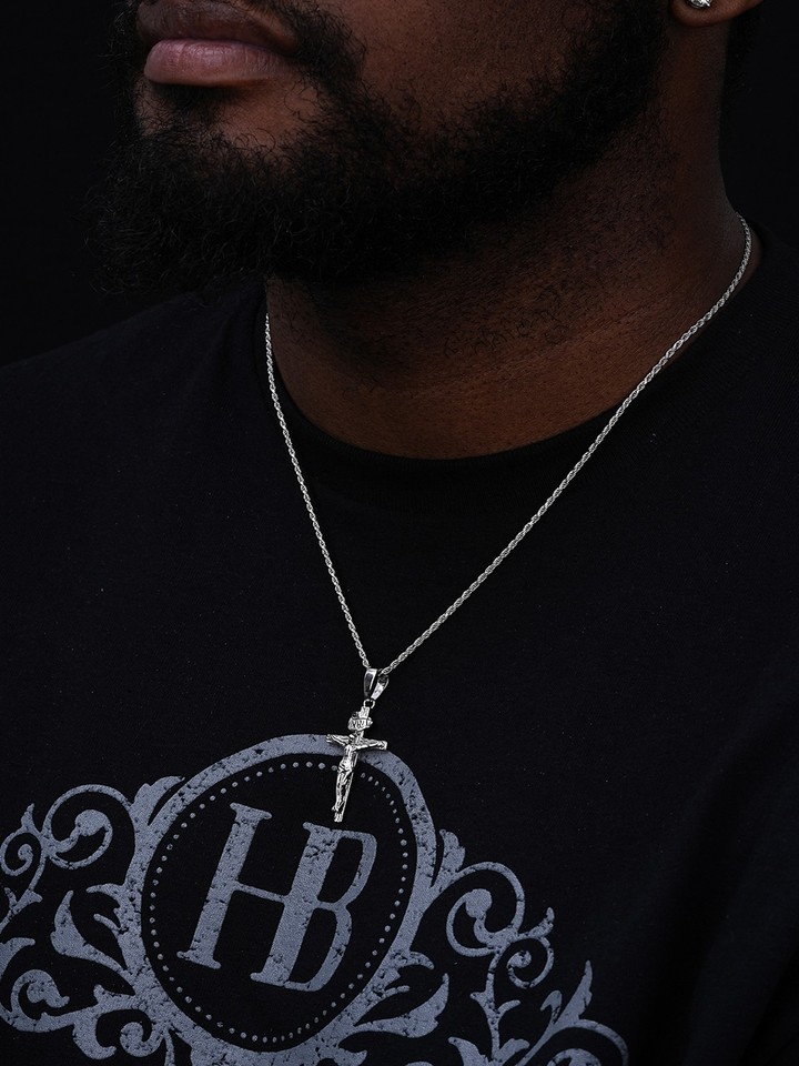 Real Solid 925 Sterling Silver Plain Inri Cross Jesus Crucifix Pendant ...