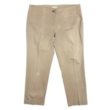 EILEEN FISHER Women Beige Khaki Cropped Straight Leg Casual Pants Size M Cuffed