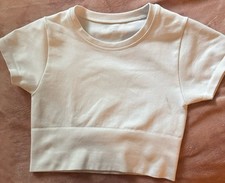 OFFLINE by Aerie Women's White Short Sleeve Cropped Sweatshirt Sz XS TP