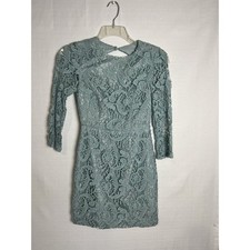 ASOS Petite backless lace mini dress Size 4 Gorgeous Teal 3/4 Lace Sleeves NWT