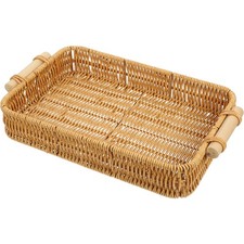 Fruit Tray Woven Basket for Kitchen Storage Decorative Flat Wicker Baskets