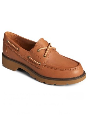 NEW Sperry Wells Round Toe Brown Leather Boat Shoe Women 10 Preppy Sailing