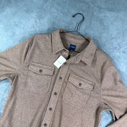 $120 NEW J.Crew Mens Medium Brown Diagonal Twill Button Down Shirt Medium Jacket video thumbnail