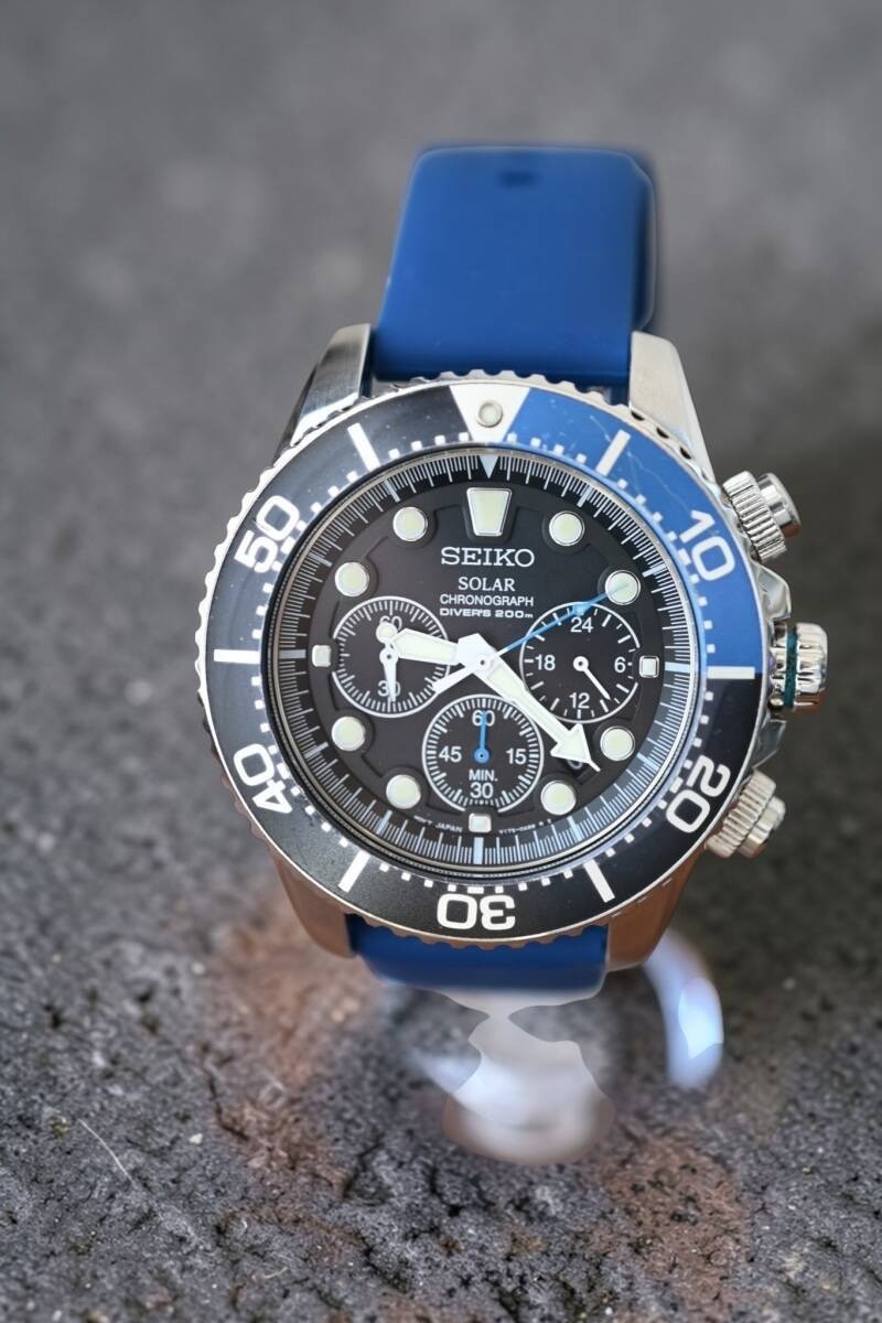 【不動品】SEIKO SOLAR クロノグラフ　V175-0AD0 SEIKO Prospex V175-0AD0 Chronograph Quartz Men's Watch Blue Black