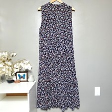 Chaps Brand Dress Womens Size XXL Sleeveless Navy Blue Floral Tiered Long 2019