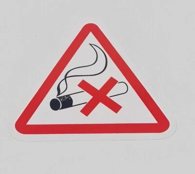 Autocollant sticker non fumer / interdit de fumer / triangle avertisseur 80mm - Photo 1/2