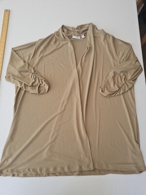 Damen offene Strickjacke Susan Graver 2XL oliv 3/4 Arm 21840