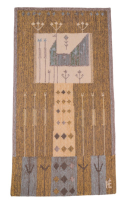 Vintage Mid Century Eva Nemeth Woven Wool Textile Hanging - 52 x 26.5''