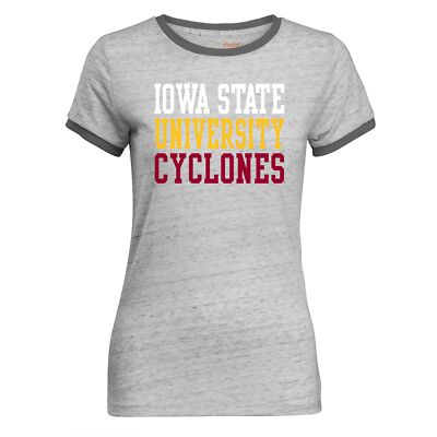 NCAA Tomboy Women's Ringer Short Sleeve TeeIowa State CyclonesCharcoalX-Large