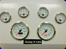 Marshall 6 Gauge Set Comp 2 Led Electric Speedo White Dial Ss Bezel Sport Comp