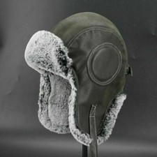 Herren Kunstleder Pelz Aviator Ski Trapper Hut Kappe Ushanka Winter Vintage Warm