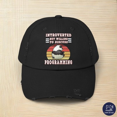 Introverted willing discuss programming Unisex Distressed Cap