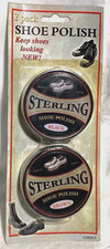 Vntg Sterling Shoe Polish Tins GH265 Black, Brown 2 pack