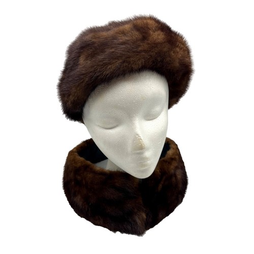 Vintage brown pill box Mink hat by Joseph Horne Co  display picture 3