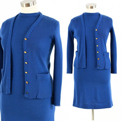 60s 100% Wool Rib Knit Sweater Dress 