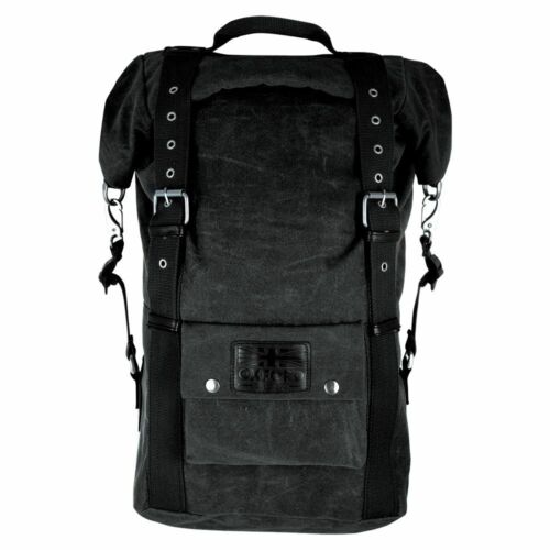 Oxford Heritage 30L Retro Styled Roll Top Vintage Motorcycle Backpack  - Black - Picture 1 of 5