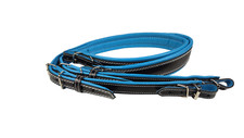 Akkordeon Gurt Leder, Schulterriemen max bis 120 Bass Schwarz  Hellblau (Gravur)