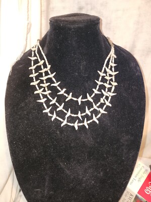Vintage Native American Bird 3 Layer Fetish Necklace 22 Inches Long 