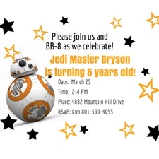 Star Wars BB-8 Printable JPEG/PDF digital file Birthday Invitations