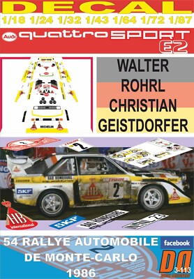 DECAL AUDI QUATTRO SPORT E2 W.ROHRL R.MONTECARLO 1986 4th (01)