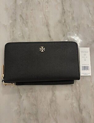 Tory Burch Womens 144673 Saffiano Leather Emerson Zip Card Case Wallet,  (001 Black)