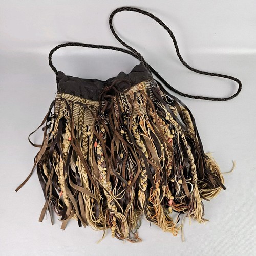 Free People Canyonland Festival Boho Handtasche Tasche Leder Gobelin Perlen geflochten
