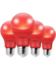 EDISHINE 4 Pack Red Light Bulbs, A19 LED Light Bulb for Bedroom, Christmas Decor