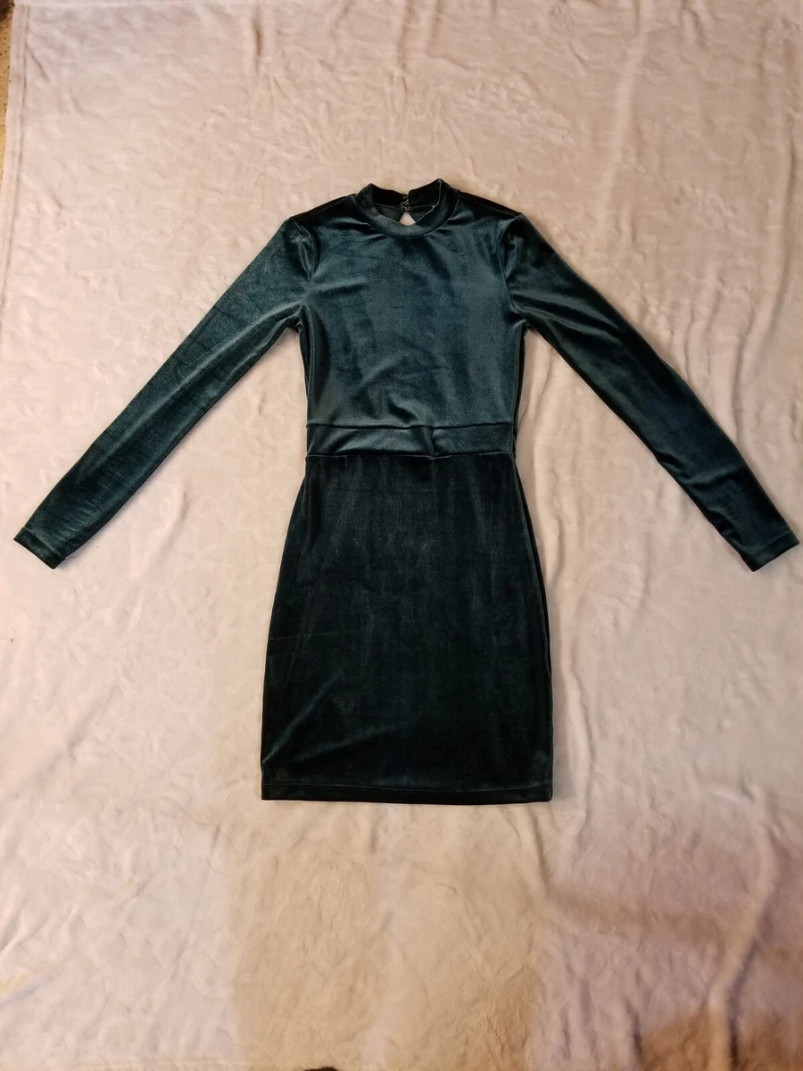 Divided H M Velvet Green Long Sleeve Dress Size 4 eBay