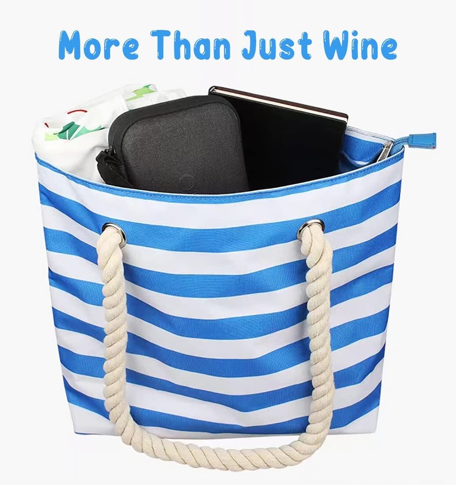 Beach Wine Tote Bag Wine Cooler Bag Leakproof Insulated Purse Carrier