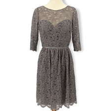 Jenny Yoo Dress Womens 12 Gray Marquis Lace A Line Formal Cocktail Ladies